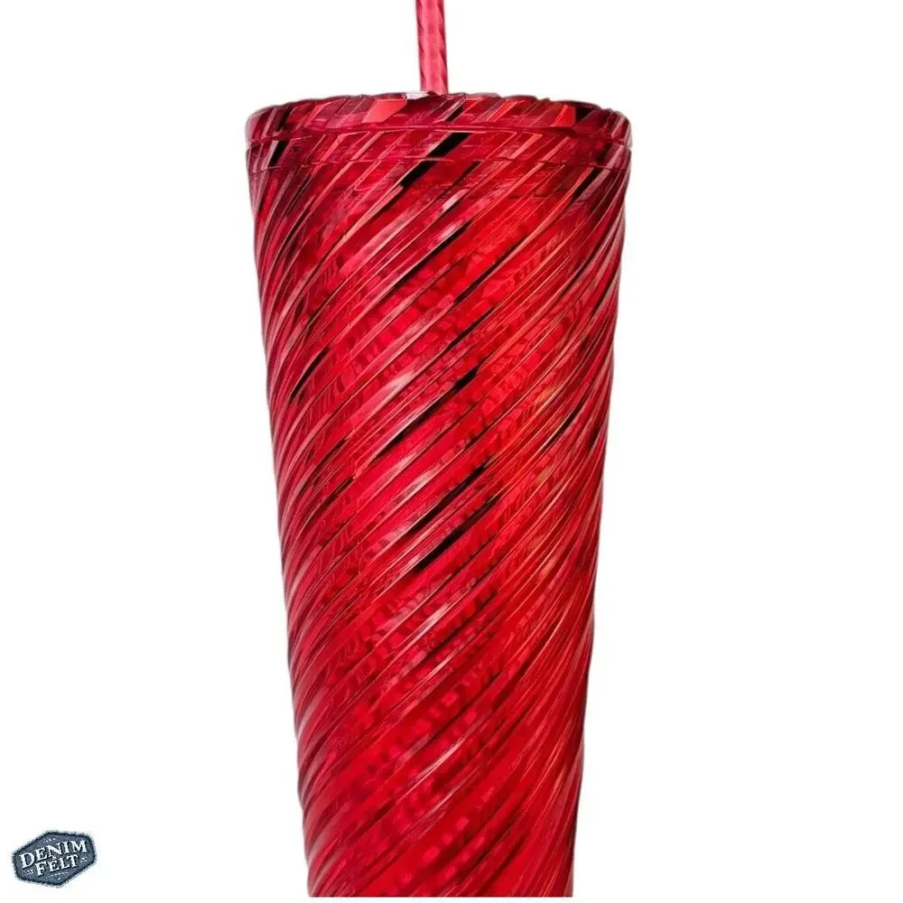 Starbucks Red‎ Swirl Plastic Cold Cup w/ Lid & Straw | 24 OZ | NEW!!